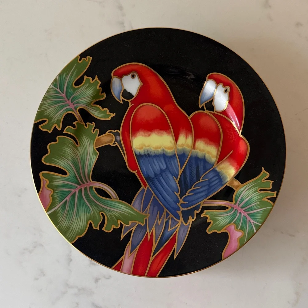 Vintage Fitz & Floyd Jungle Parrot Dessert Plates Set of 4